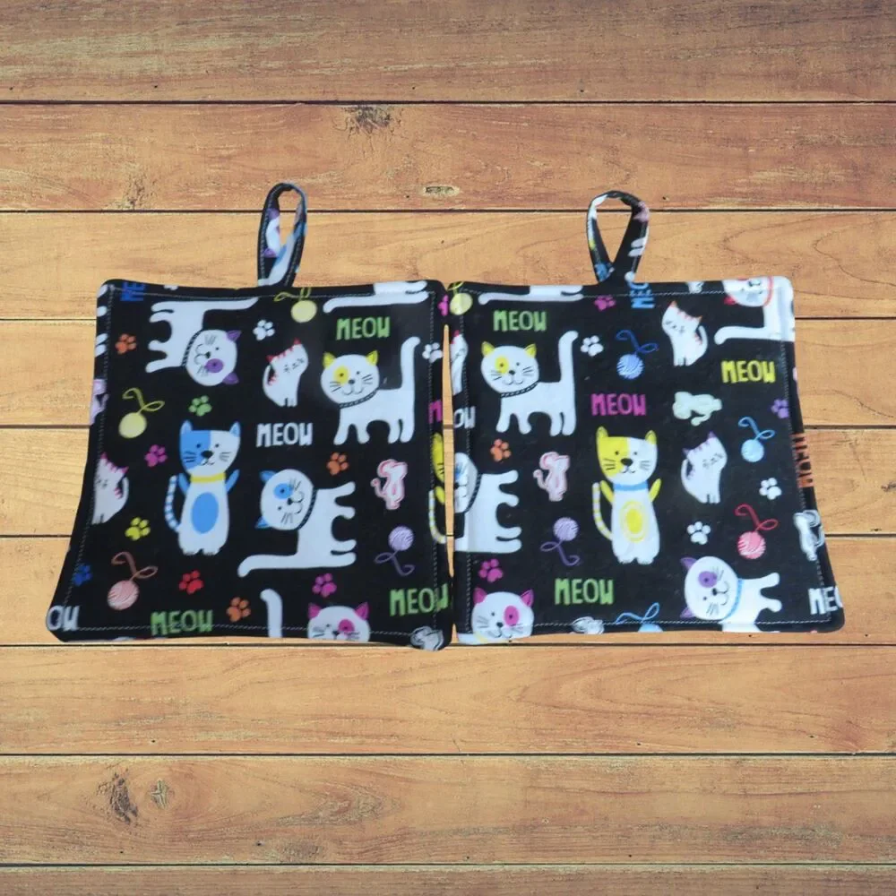 Handmade Potholder, Cat Hot Pad, Set of 2